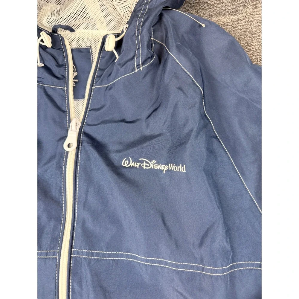 Disney Parks Walt Disney World Windbreaker Jacket Navy Blue Hooded Mens Medium